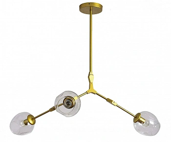 07512-3,33(21) Люстра Нисса матовое золото (прозрачные плафоны) w108*80 h40/60 E27 3*40W