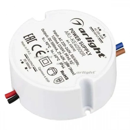 ARLIGHT Блок питания ARJ-KE40500R (20W, 500mA, PFC) (Arlight, IP44 Пластик, 5 лет)