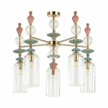 4855/5C CLASSIC ODL_EX21 103 золото/разноцветн./керамика/стекло Люстра потолочная E14 5*40W BIZET