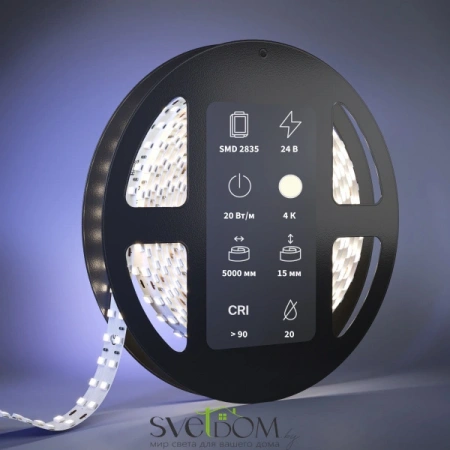 Светодиодная лента Ultra 24В 2835 20Вт/м 4000К 5м IP 20 201112