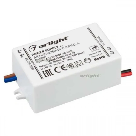 ARLIGHT Блок питания ARJ-KE42350-PFC-TRIAC-A (15W, 350mA) (Arlight, IP44 Пластик, 5 лет)