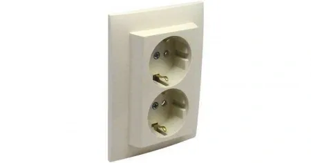Двойной блок розеток 2к+з с защитными шторками в сборе Logus90 Efapel 90332 CMF