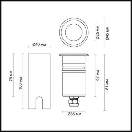 6660/1GL NATURE ODL24 631 черный/металл Встраиваемый грунтовый светильник IP67 LED 3W 4000K 12V/24V INGRO (нужен драйвер 357781/357782) 
