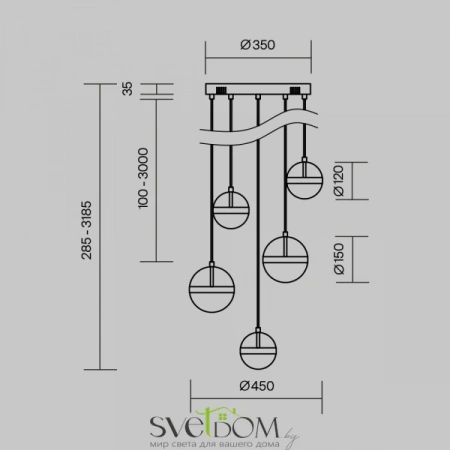 Подвесные светильники Maytoni MOD295PL-L60BBS3K от Магазина Svetdom.by