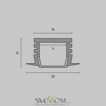 Алюминиевый профиль встраиваемый 22x12 ALM006S-2M