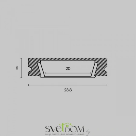 Алюминиевый профиль накладной  23x6 ALM002S-2M Алюминиевый профиль накладной  23x6 ALM002S-2M