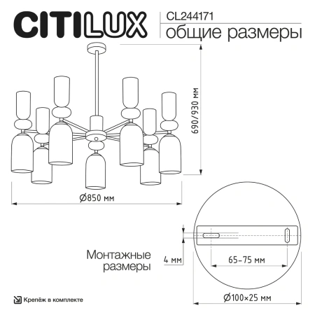 Люстра на штанге Citilux TENDY CL244171 CITILUX