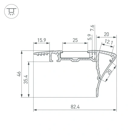 Профиль с экраном ALU-STAIR-DK-2000 ANOD+FROST Arlight 015473 Arlight