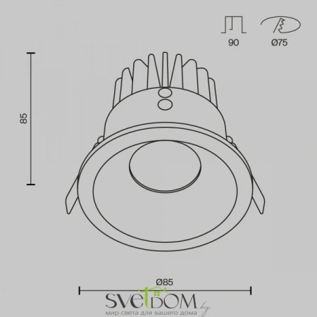Встраиваемые светильники Maytoni DL034-L12W4K-D-B от Магазина Svetdom.by