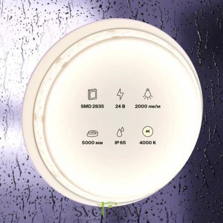 Светодиодная лента 24В 2835 20Вт/м 4000K 5м IP65 10158