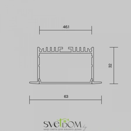 Алюминиевый профиль встраиваемый ALM-6332-S-2M