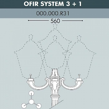 Консоль для паркового фонаря FUMAGALLI OFIR SYS 3L+1  000.000.R31.A0