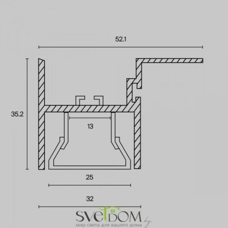 Алюминиевый профиль для натяжного потолка 52x35 ALM012S-2M
