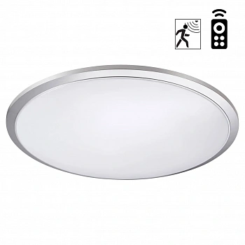 359213 OVER NT23 000 серый Светильник накладной влагозащищ. диммир. с датчиком движения (пульт ДУ в комплекте) IP43 LED 48W 170-265V 4320Лм 3000-6000К