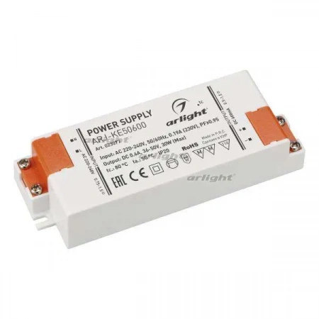 ARLIGHT Блок питания ARJ-KE50600 (30W, 600mA, PFC) (Arlight, IP20 Пластик, 5 лет)