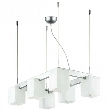 Lightstar 805060 Подвес QUBICA 6х40W E14 НИКЕЛЬ/БЕЛЫЙ