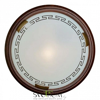 360 GL-WOOD SN 109 Светильник стекло/белое/темный орех E27 3*100Вт D560 GRECA WOOD