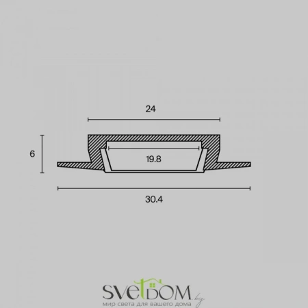 Алюминиевый профиль встраиваемый 30x6 ALM003S-2M