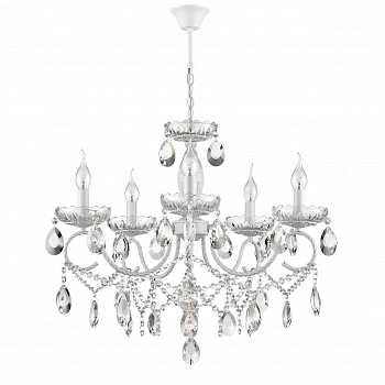 8189/5 CLASSI LN25 23 белый,  металл/хрусталь Люстра E14 5*40W 220V SNOW