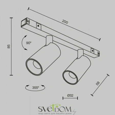 Трековый светильник Technical TR176-1-2X5WTW-M-B Maytoni