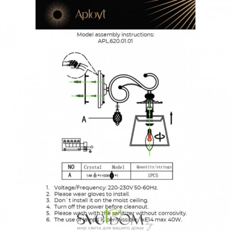 Настенные светильники APL.620.01.01 Aployt | Svetdom.by