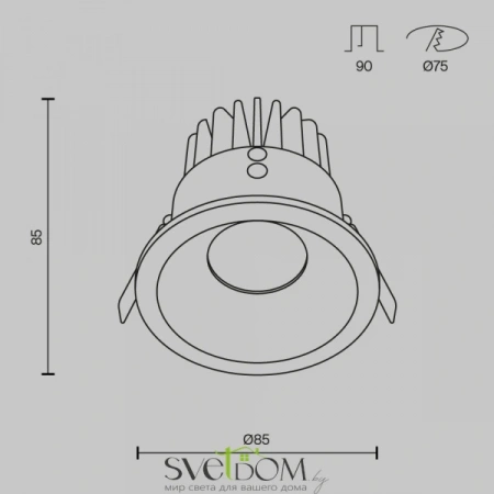 Встраиваемые светильники Maytoni DL034-01-12W2.7K-B от Магазина Svetdom.by