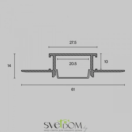 Алюминиевый профиль скрытого монтажа 61x14 ALM011S-2M