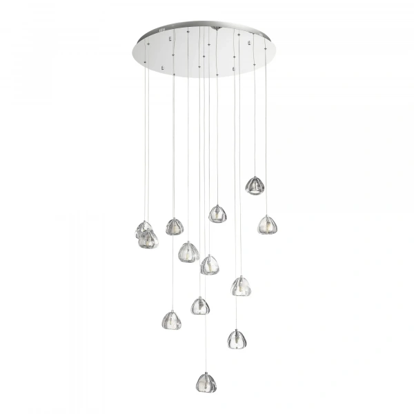 SL6017.101.13 Светильник подвесной ST-Luce Хром/Прозрачный с пузырьками воздуха LED 13*3W 3000K WATERFALL